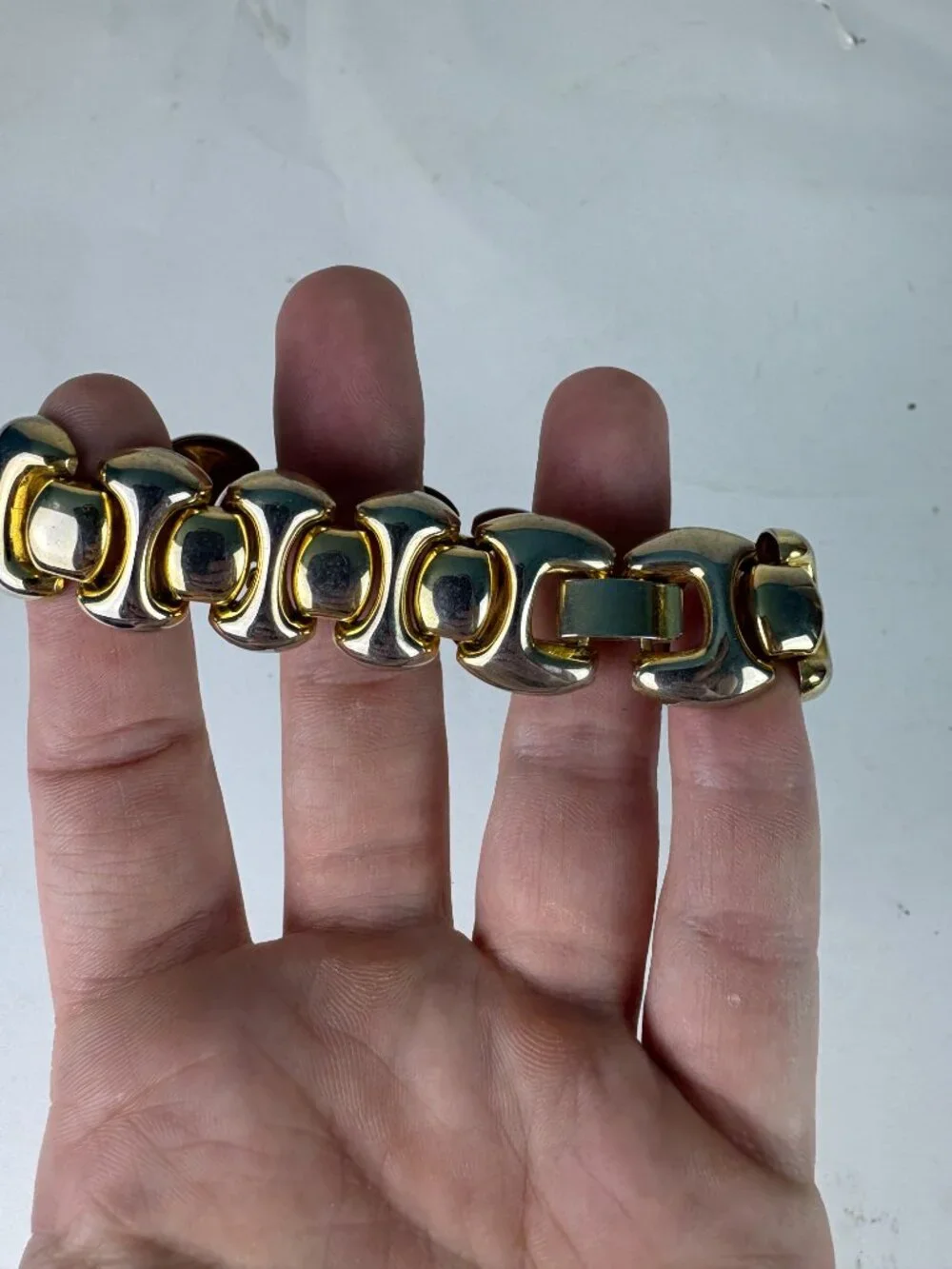 Vintage Two-Tone Chunky Link Bracelet Gold Silver